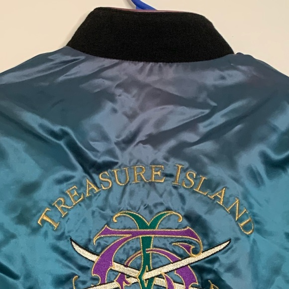 Vtg 90’s Mirage/Treasure Island Reversible Satin Bomber Jacket - Picture 9 of 10